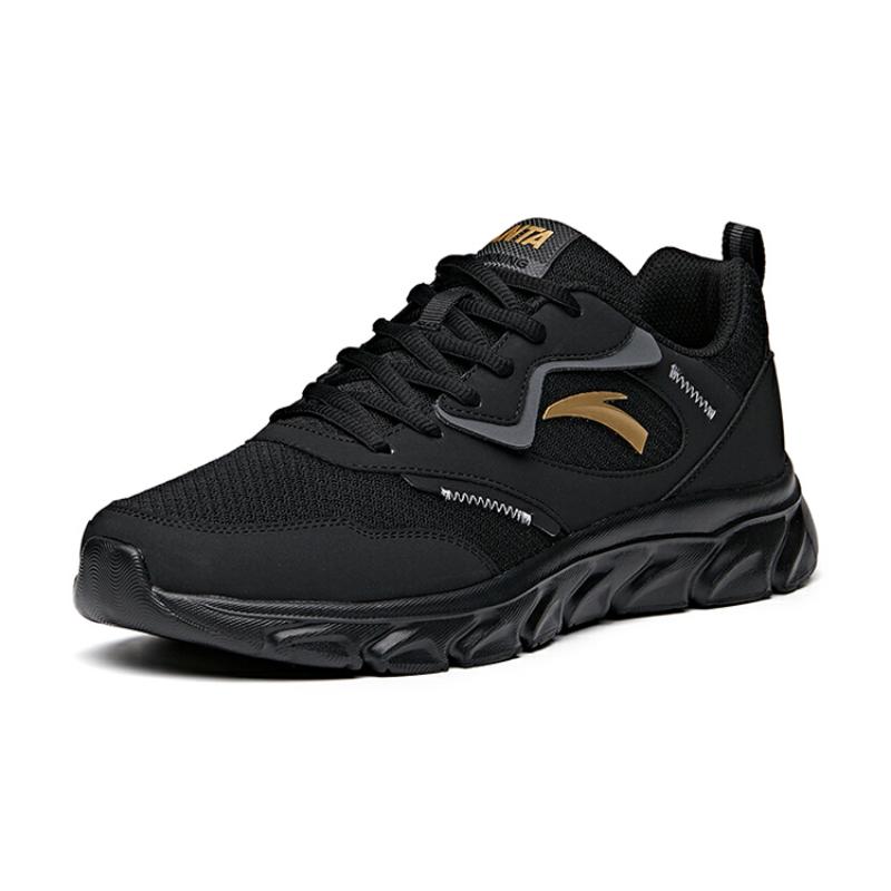 Anta Running Collection Cushioning Slip Resistant Abrasion Resistant Breathable Low Top Running Shoes Men's Black Sneakers 912525514F-1