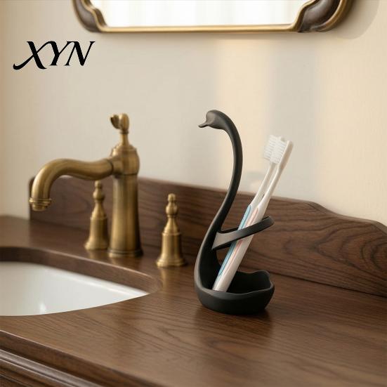 Moisture Resistant Storage Box 3D Printed Elegant Swan Rack with Ventilation And Draining Base, Compact Multi-use Organizer Multi-Purpose Toothbrush