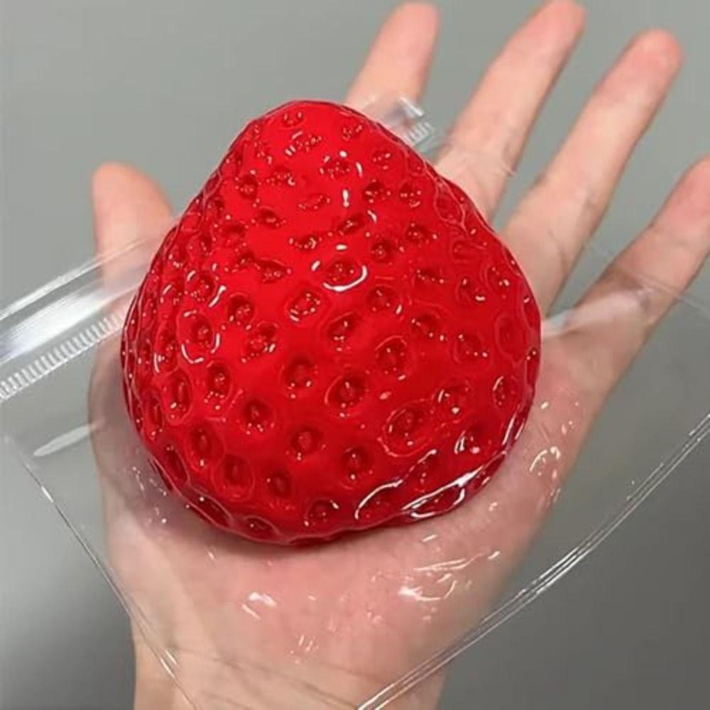 New Super Soft Strawberry Stress Toy Simulation PVC Squeeze Toys Relieving Anxiety Stress Relief Toy Gift