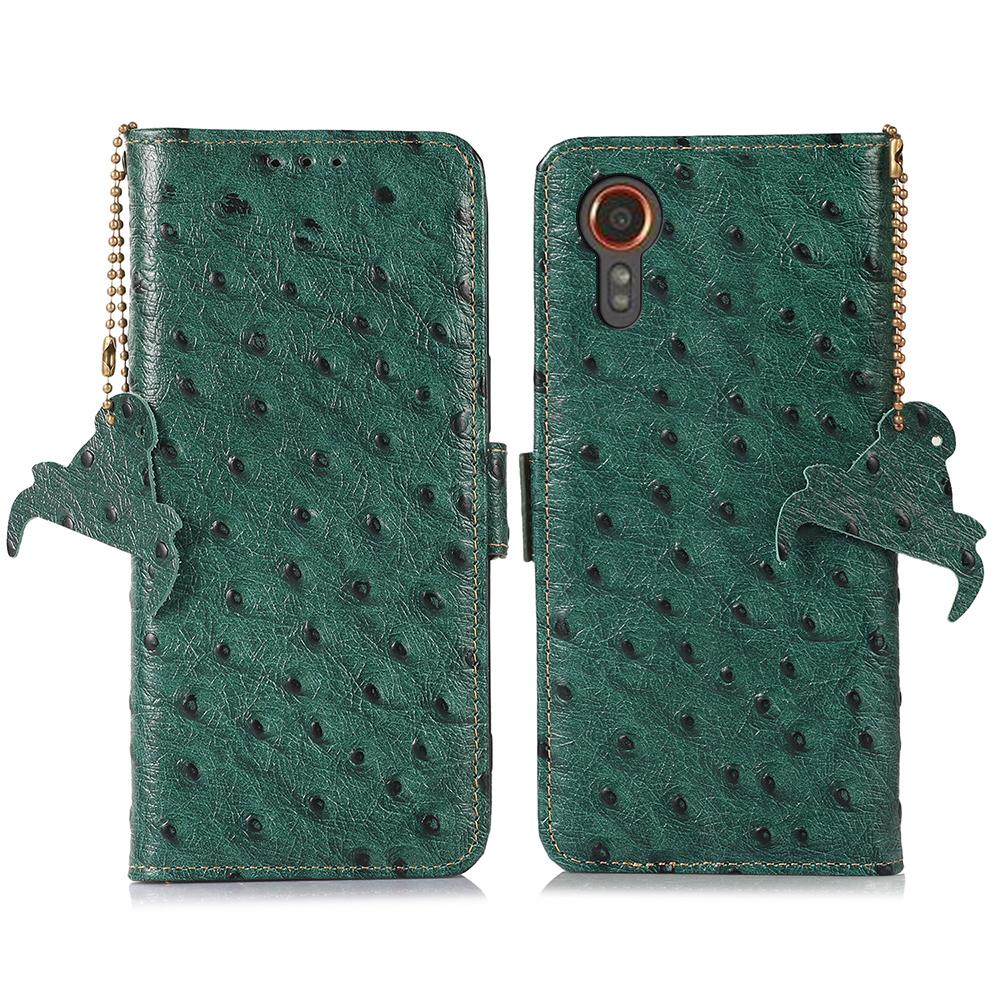 For Samsung Galaxy Xcover7 Genuine Cow Leather Case RFID Blocking Wallet Cover