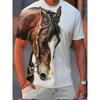 Black White Horse Graphic 3d Full Print T-shirt For Men Fashion Short Sleeve Crew Neck Tshirt Casual Summer Oversized Top