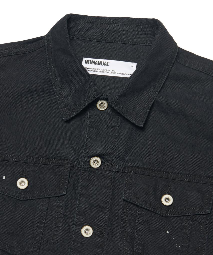 NOMANUAL Painted Trucker Jacket - Washed Black