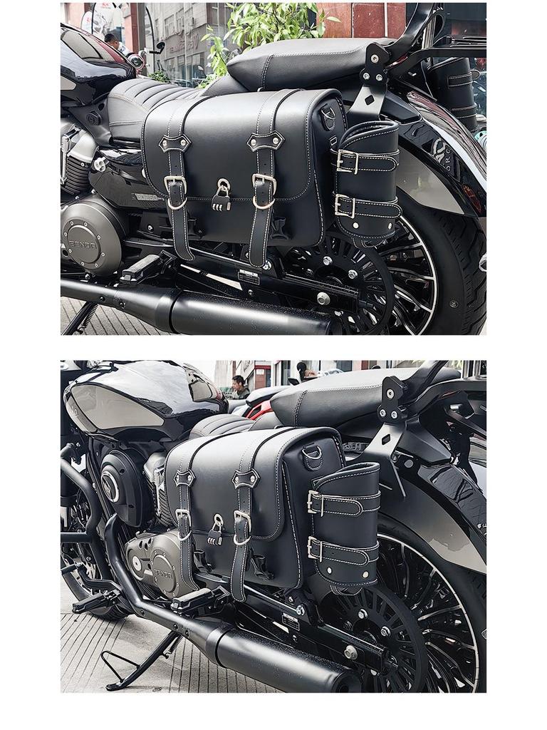 Mala Lateral Shan Yi para Motocicleta Benda Rock Cinza 250 com Suporte Não Destrutivo Estilo Retrô de Pendurar