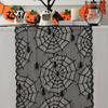 Gothic Style Table Runner Cobweb Lace Runner, Black Spider Web Covers for Parties Halloween Dining Table, Holiday Home Decor Mysterious Accessories