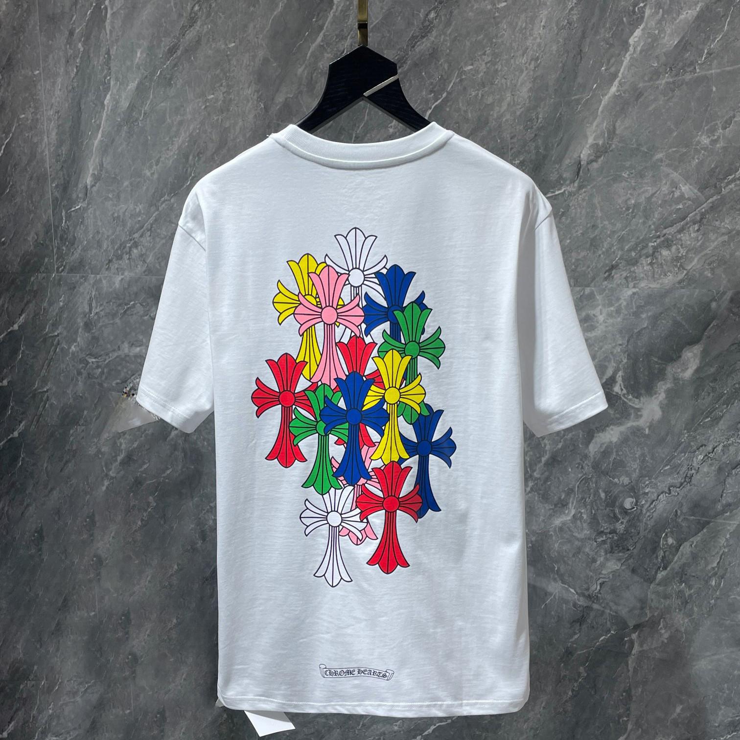 

8505 CHROME HEARTS 2026 Літо Нова Високоякісна Бавовняна Круглий Виріз Вільна Великий Розмір Чоловіча та Жіноча Футболка Футболка для Пари XL білий