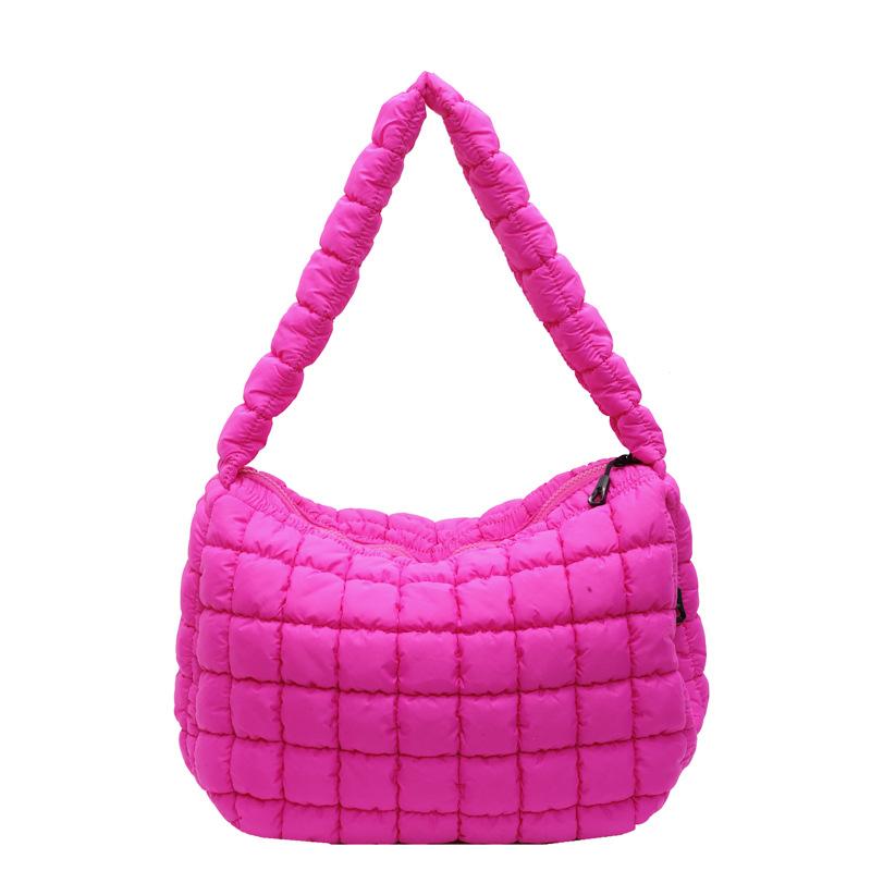 Trendige einfache Diamant-Baumwollkleidung Handtasche Tasche Damen neue Mode Retro Tote Bag Große Kapazität Personalisierte Achseltasche