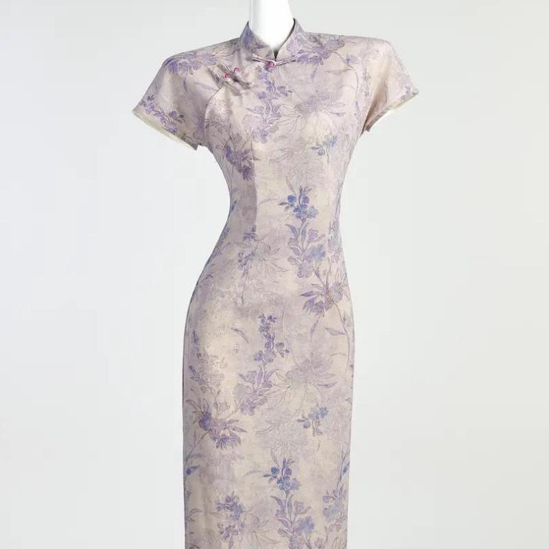 Women's Elegant Bodycon Dress With Vintage Chinese Style Print