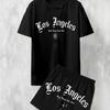 Summer Outdoor Leisure Shopping Set Men's Breathable and Comfortable Round Neck T-shirt Shorts Set with 3D Letter Print