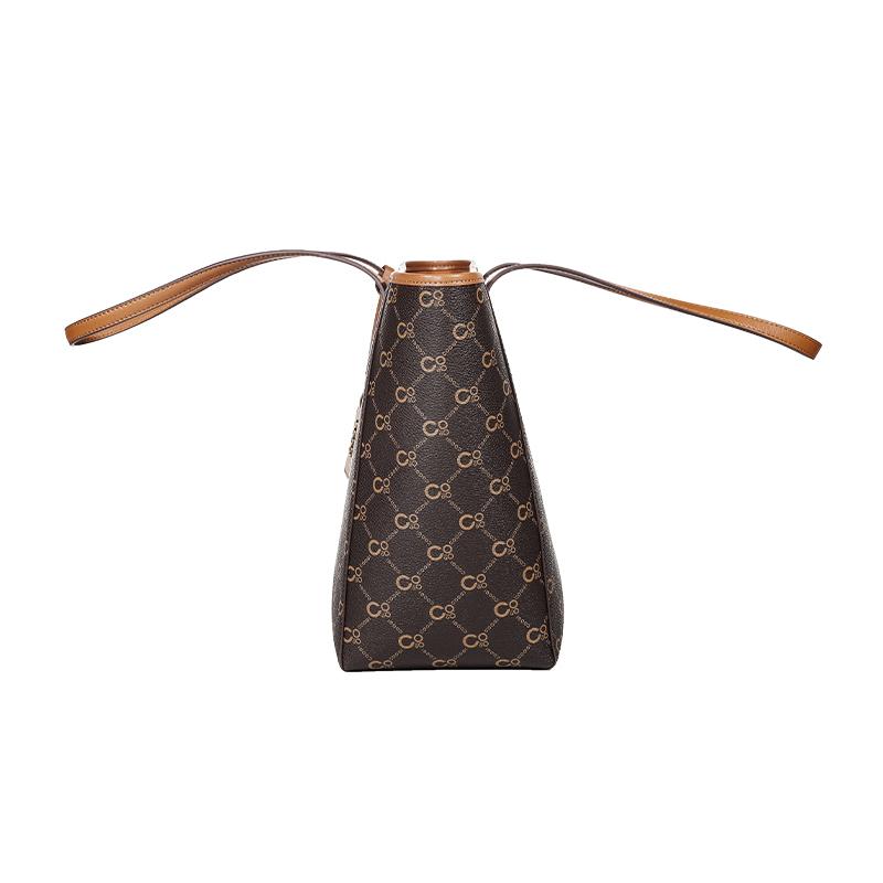 New COOGI Synthetic Leather Tote Handbag, Shoulder Bag Large Women's Coffee C345218503