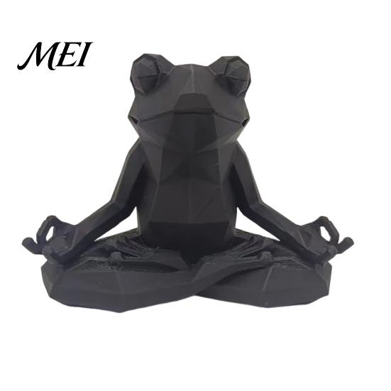 Kikkerbeeldje Yoga Beeldhouwwerk, 3D Geprint Mediterend Beeldje, Veelzijdig Makkelijk te Onderhouden Beeldje Zittend in Meditatie Standbeeld voor Bureau Planken Kamer Zen Decoratie