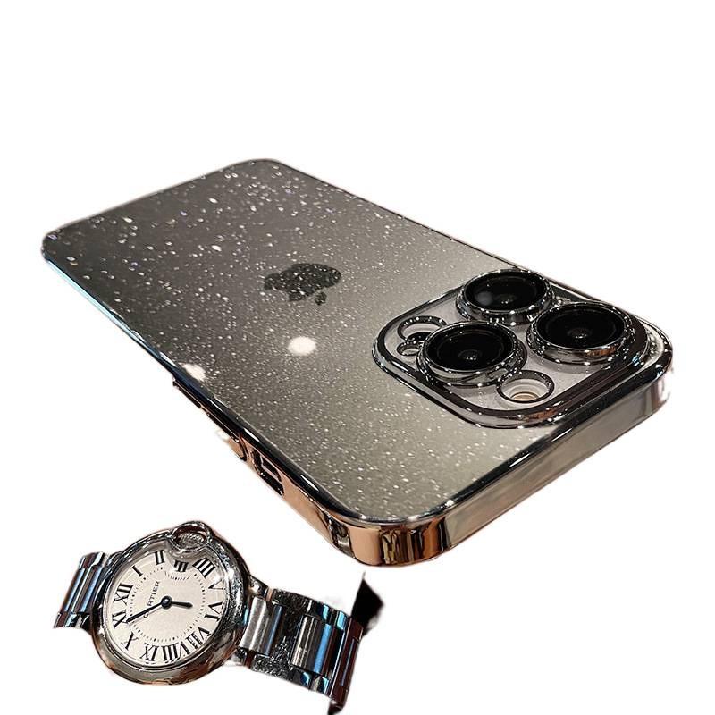 Clear Electroplated PC Phone Case With Built-in Camera Lens Protector Dust Plug IPhone 17 16 15 14 13 12 Series