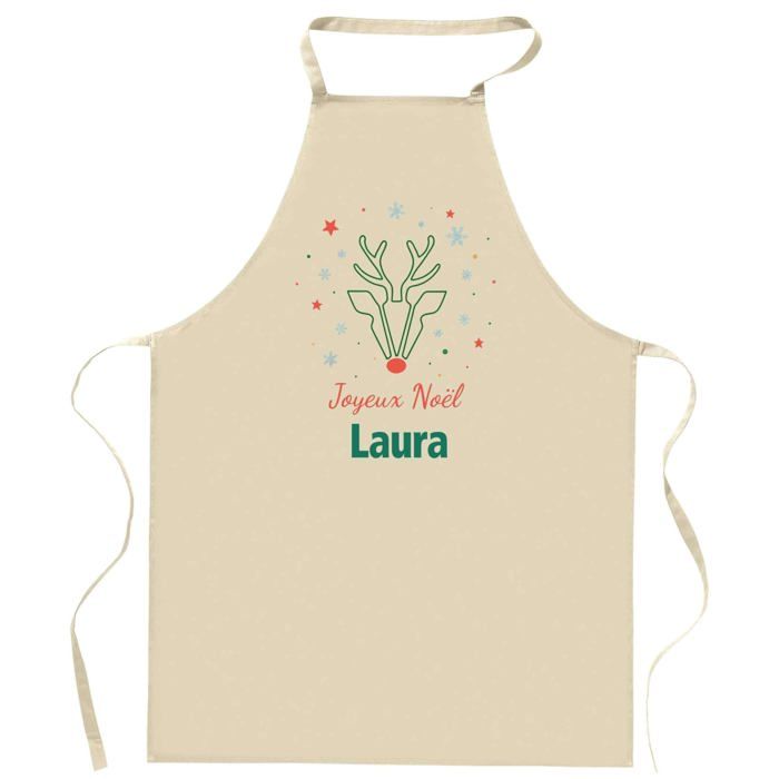 Tablier de cuisine - Planetee Joyeux Noël (Laura Cerf) - Coton résistant - Imprimé en France - Liens ajustables