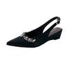 Crystal Women Mid Heels Sandals Wedges Pointed Toe Elegant Summer Woman Shoes 2025 Pumps Sandalias De Mujer