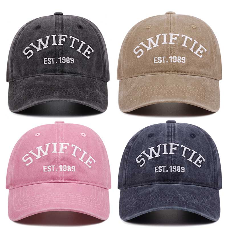 Swiftie Vyprané retro stařené výšivka písmen baseballové čepice ženy muži venkovní hip-hop ležérní kachní klobouky