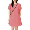 ZANZEA Damen Freizeit Rundhals Gitterdruck Sommer Kurzarm Kleid