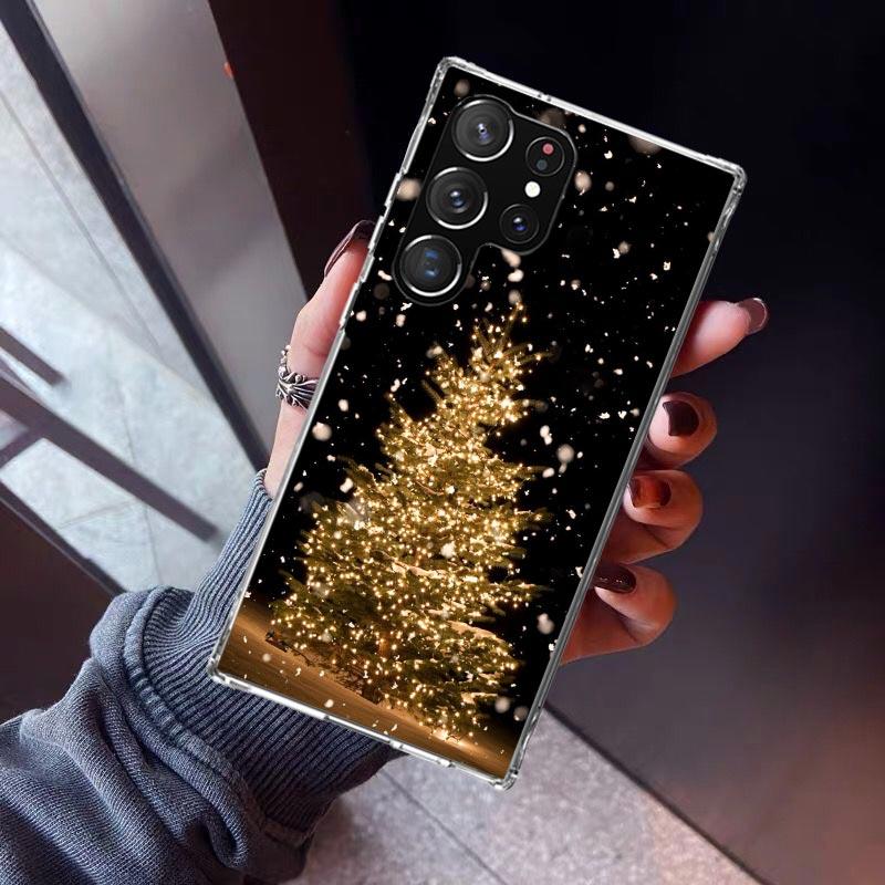 Merry Christmas Tree Snow Phone Case For Samsung Galaxy S23 S24 S25 Edge S26 Ultra S22 + S21 Plus S20 FE Cover Silicone Print Sh