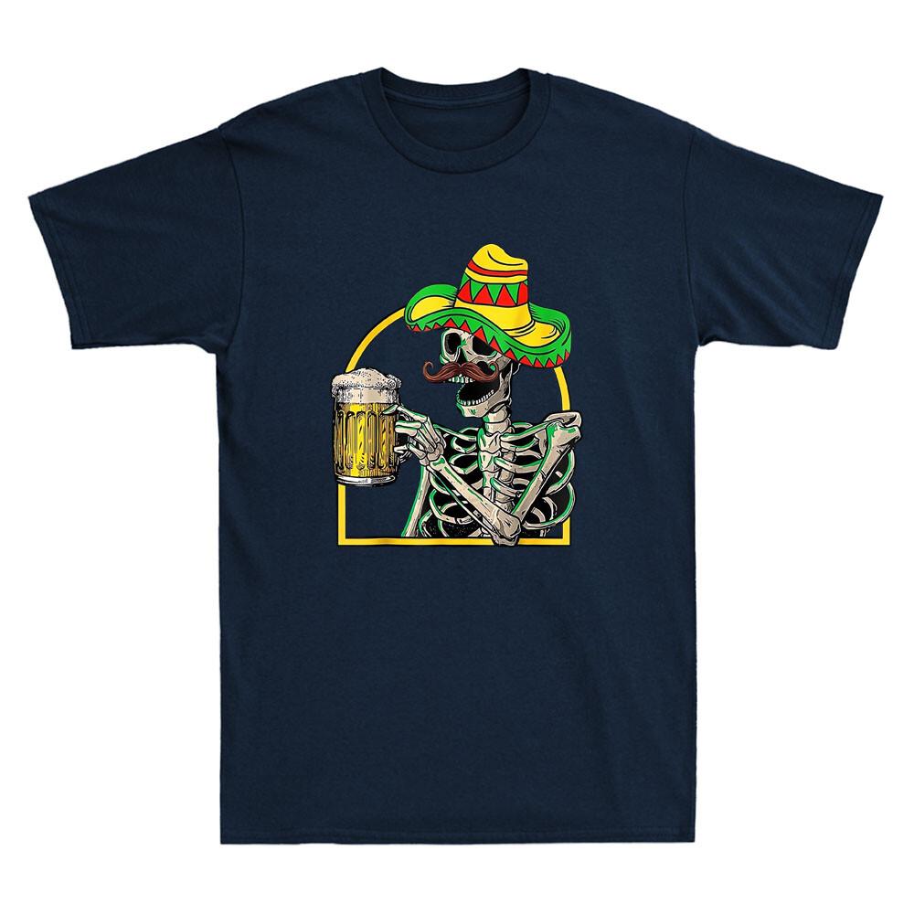 Skeleton Mexican Dia de Los Muertos Fun Cinco De Mayo Funny Retro Men s T-Shirt XXXXL