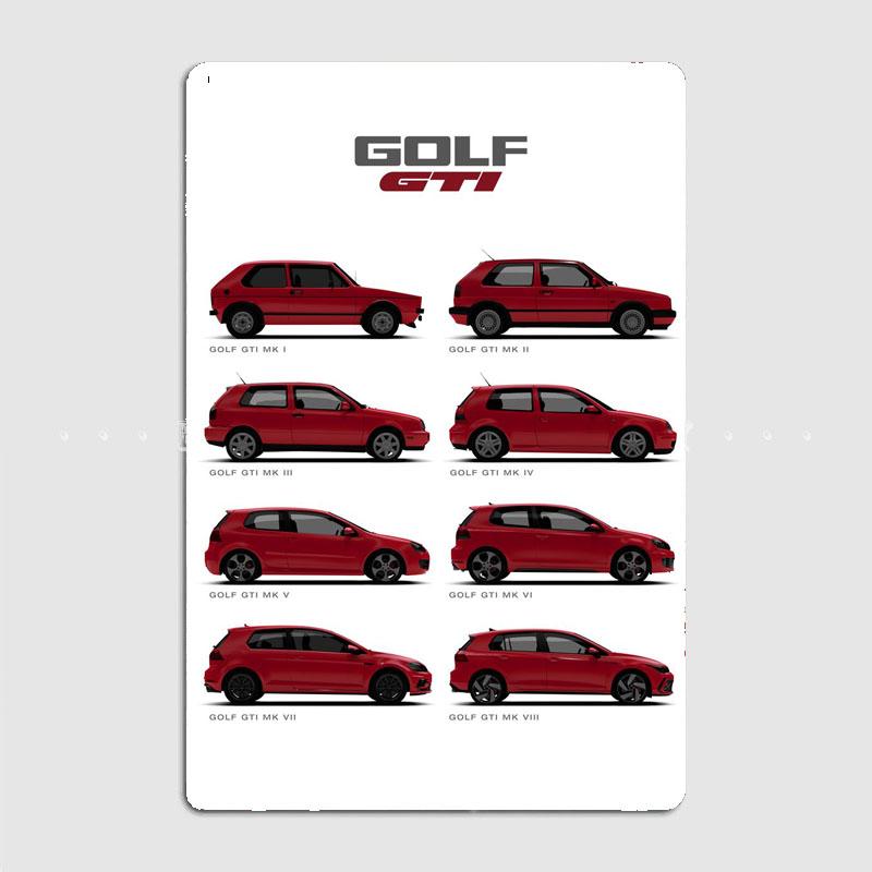 Supercar GTI Generations Red Sports Car  Metal Poster Sign Club Wall Art Plaque Tin Sign Room Decoration Home Decor