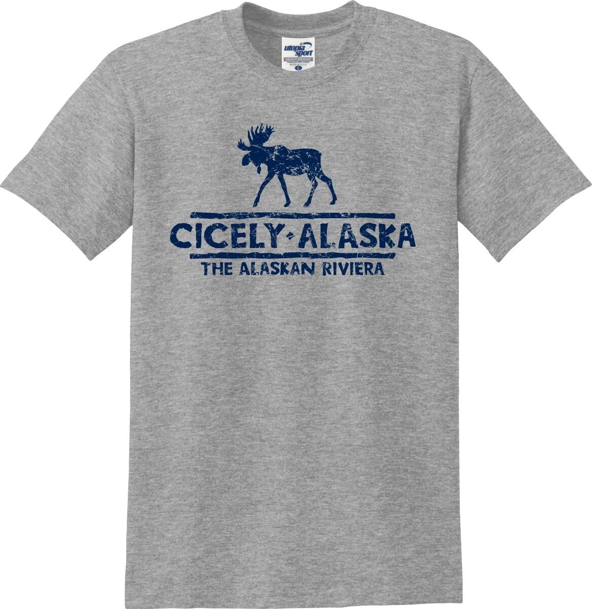 Cicely Alaska The Alaskan Riviera Moose Distressed T shirt (S-5X) S