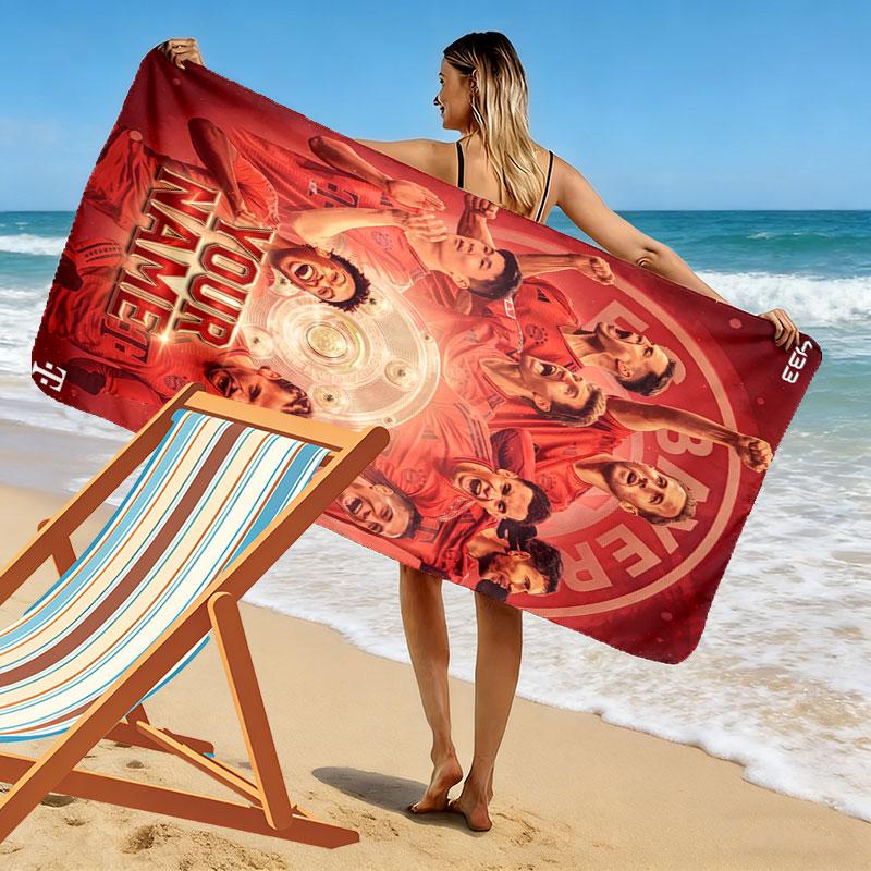 Benutzerdefiniertes FC Bayern München Druck Strandtuch, Großes Weiches Schnelltrocknendes Handtuch für Strand Camping Schwimmen