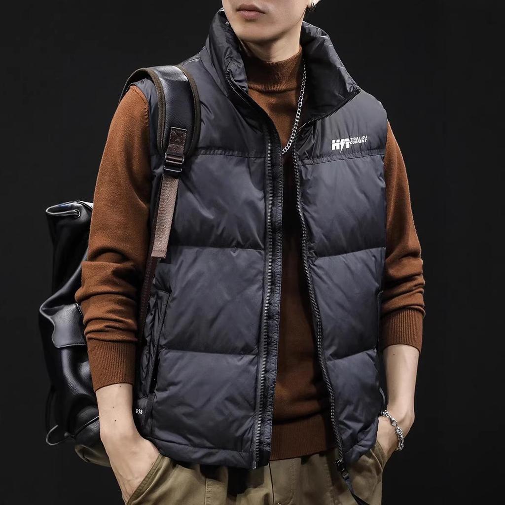 Men's Lightweight 90% Duck Down Warm Vest - Trendy Plus Size Outerwear for Autumn/Winter 2025
