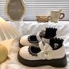 2025 summer new round head Japanese lace Mary Jane small leather shoes women's fashion versatile skirt platform single shoes