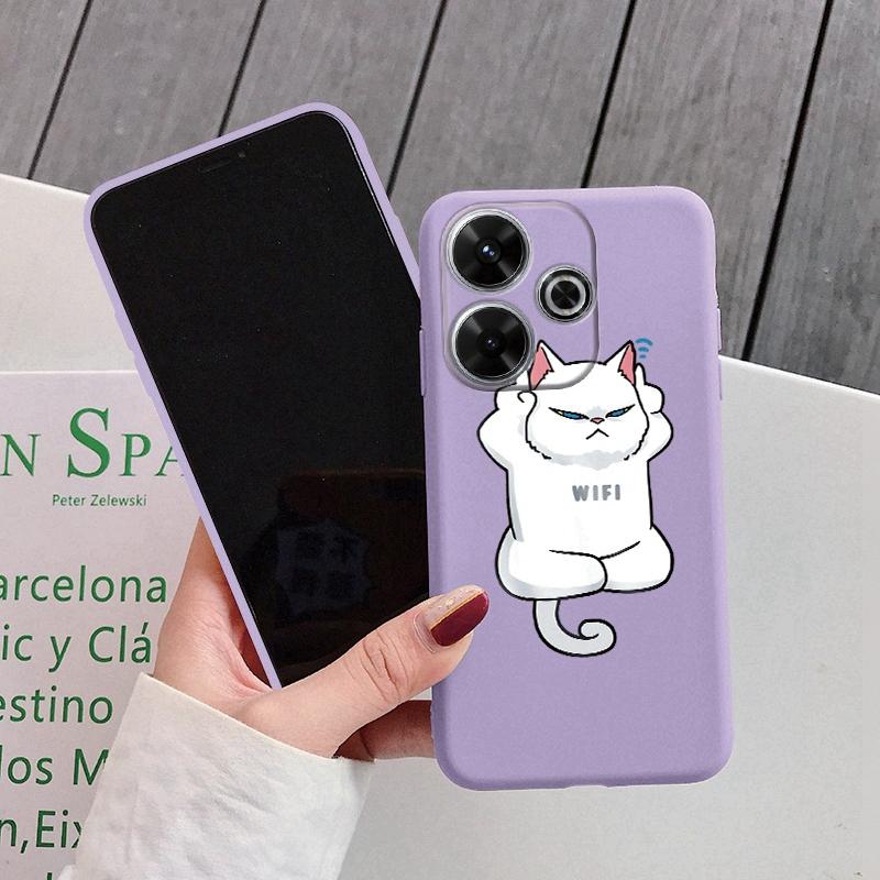 

Белый кот Мягкий силиконовый чехол для Samsung A55 A35 M35 S24 Xiaomi Redmi Note 13 Pro 13C 14T Poco C65 iPhone 15 Huawei Honor 200 Realme противоударный чехол Samsung Galaxy S9 Plus фиолетовый