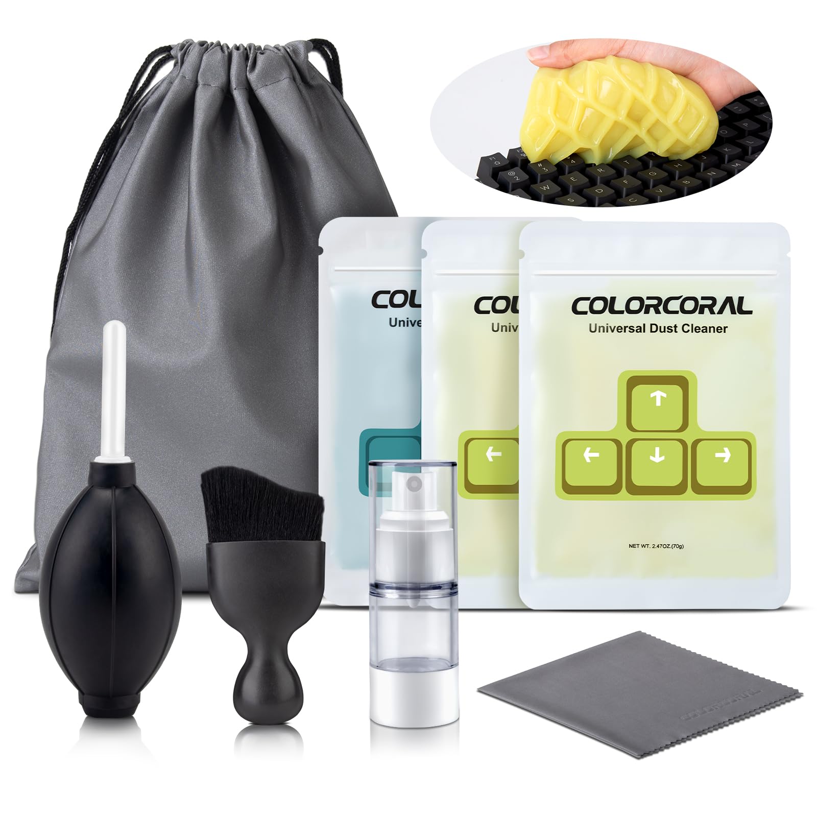 

COLORCORAL Slime Kit, 8-Piece Keyboard Cleaning Kit with Slime, Gel Cleaner, and Cleaning Brush, Multi-Purpose Cleaning Kit for Easy Cleaning, Dirt