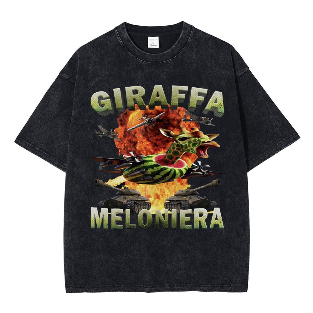 Italian Brainrot Tralalero Tralala Tung Tung Tung Sahur Bombardiro Crocodilo Funny Meme T-shirt Men Women Vintage Washed T shirt