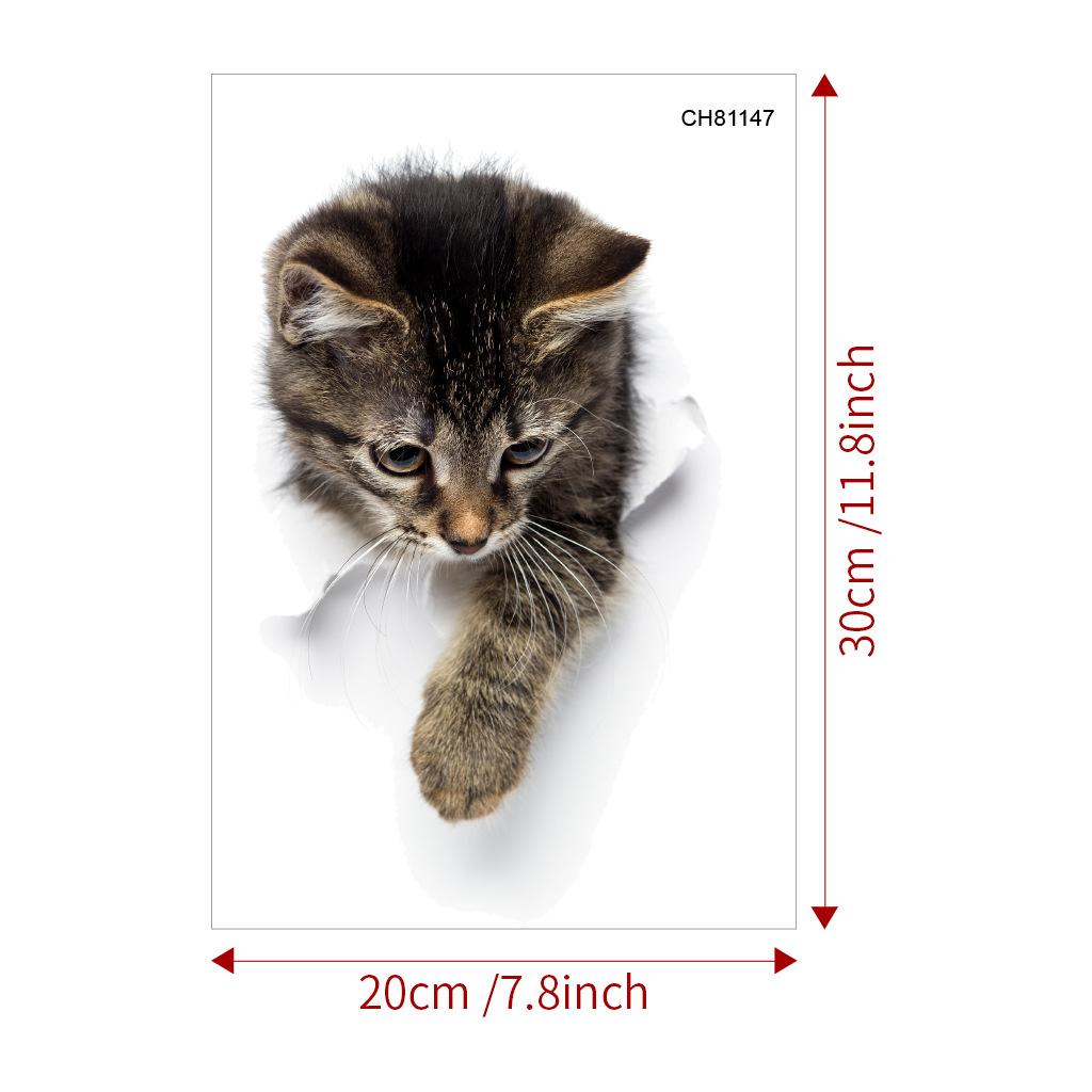 Lovely Cat Toilet Stickers For Wc Washroom Decoration Diy Vivid 3d Look Pet Animal Home Decals Pvc Wall Mural Art Print Posters