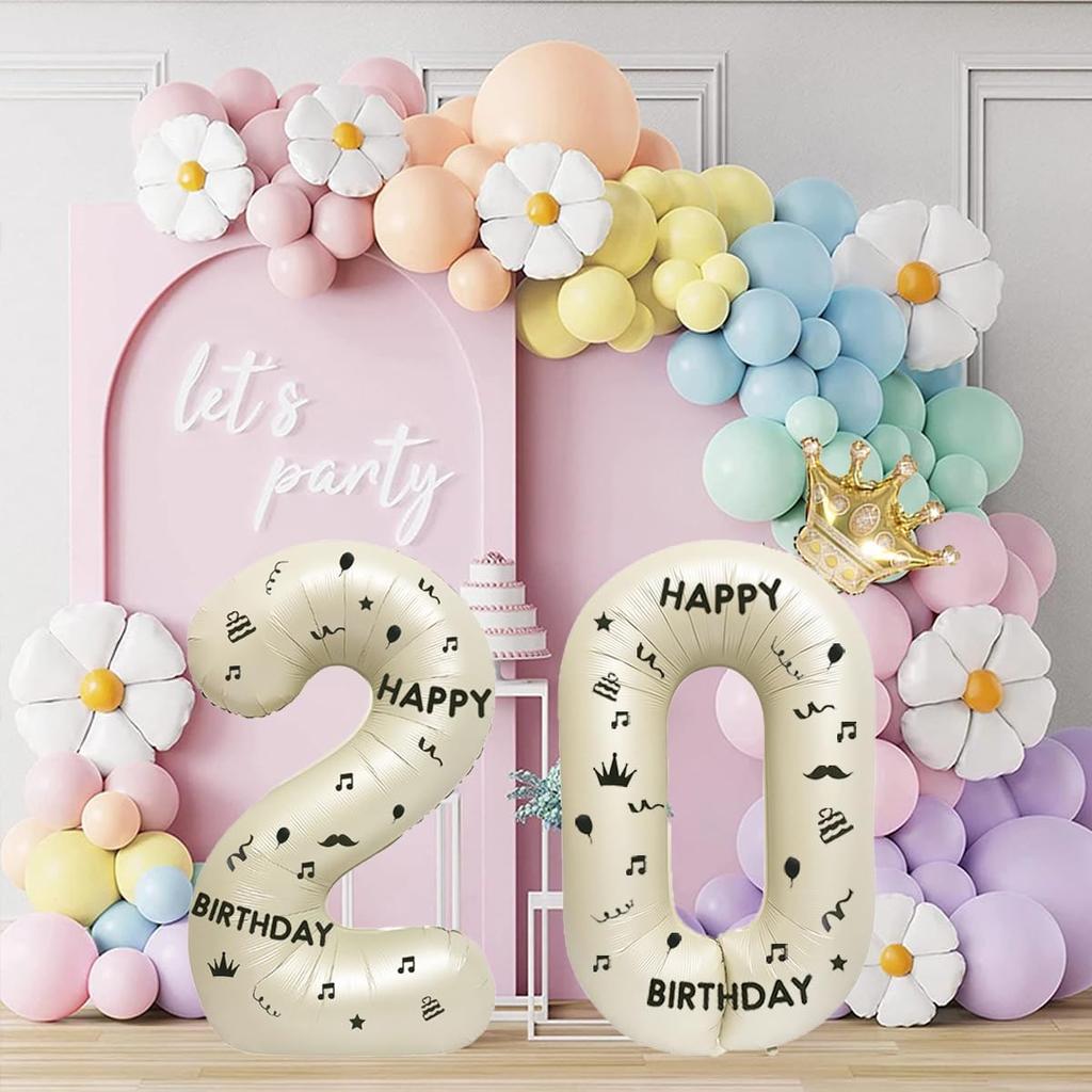 40 Inch White Foil Balloon Number 22,Crown 22th Birthday Party Decorative Balloons,Number Large Numbers Balloon 22,Girls Boys 22th Birthday