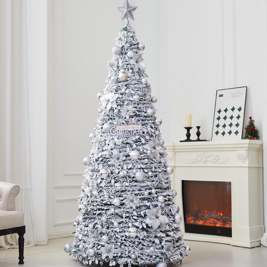 Pull Up Christmas Tree Artificial Foldable Home Decor Without Lights Portable Christmas Tree for Thanksgiving Holiday Party