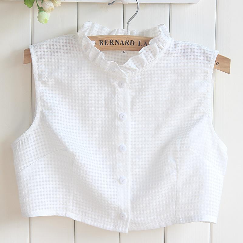 

Весенне-летний воротник-стойка с оборками по краю рубашки, плиссированный кружевной воротник-стойка, воротник-стойка до середины рубашки, воротник-стойка в стиле жилета