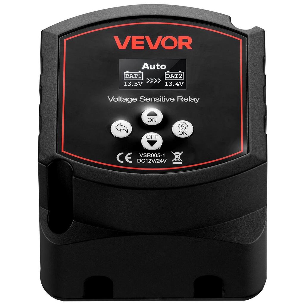 Dual Battery Isolator Kit, 12V 300 Amp, Manual and Automatic VSR Voltage Sensitive Relay with Voltmeter, LCD Screen, Smart Battery Isolator,