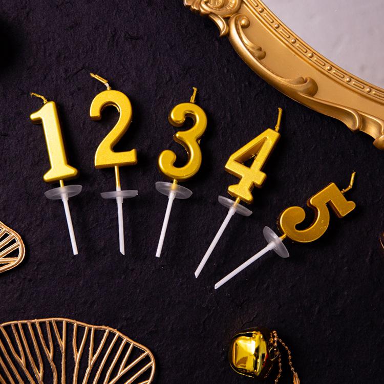 Gold Number Birthday Candles for Baby's First Birthday Cake Decoration Party Dessert Toppers