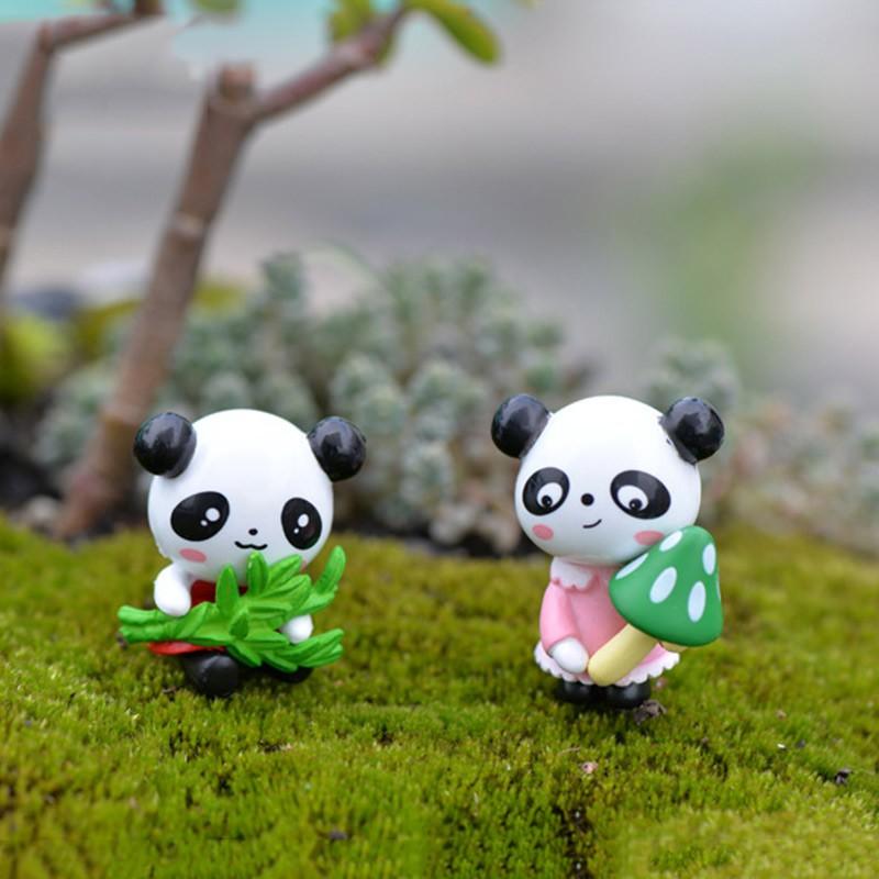 4Pcs/set Cartoon Panda Animal Miniatures Mini Figures Diy Fairy Garden Decoration Moss Terrarium Micro Landscape