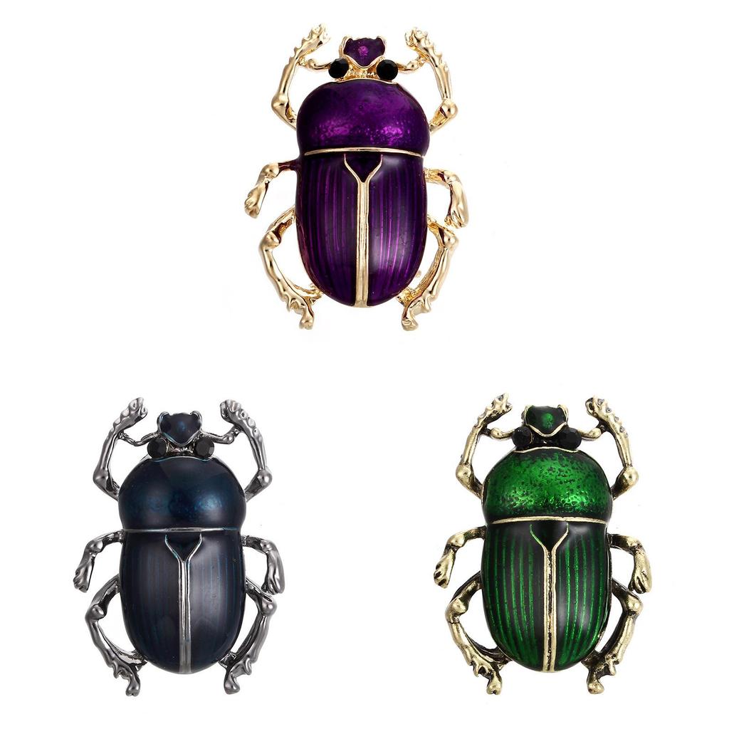 Beetle Brooch Pin With Rhinestones For Women Vintage Jewelry Accessory