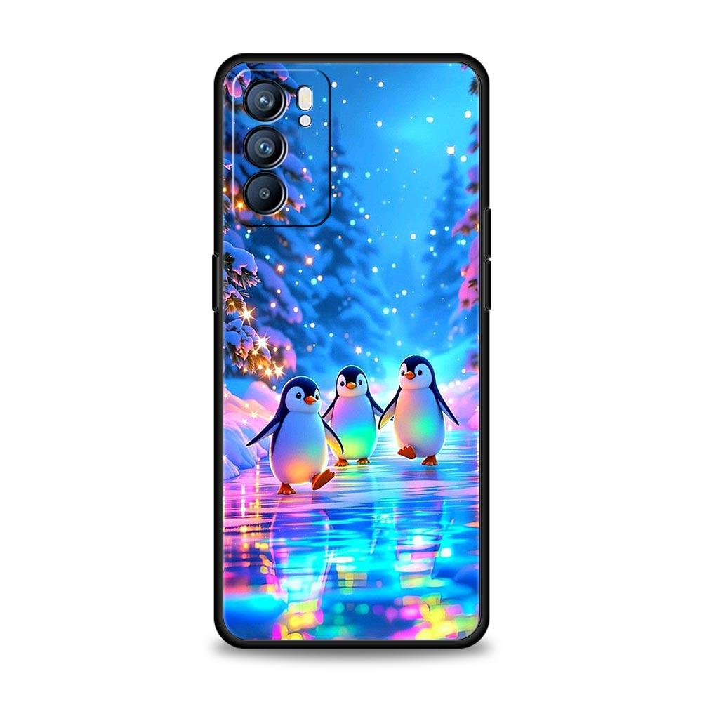 Penguin Kawaii Cute Phone Case For Oppo A54 A53 A52 A15 A95 A16 A78 A79 A80 A98 4G Find X5 X6 Reno10 12 13 F Pro 5G Cover