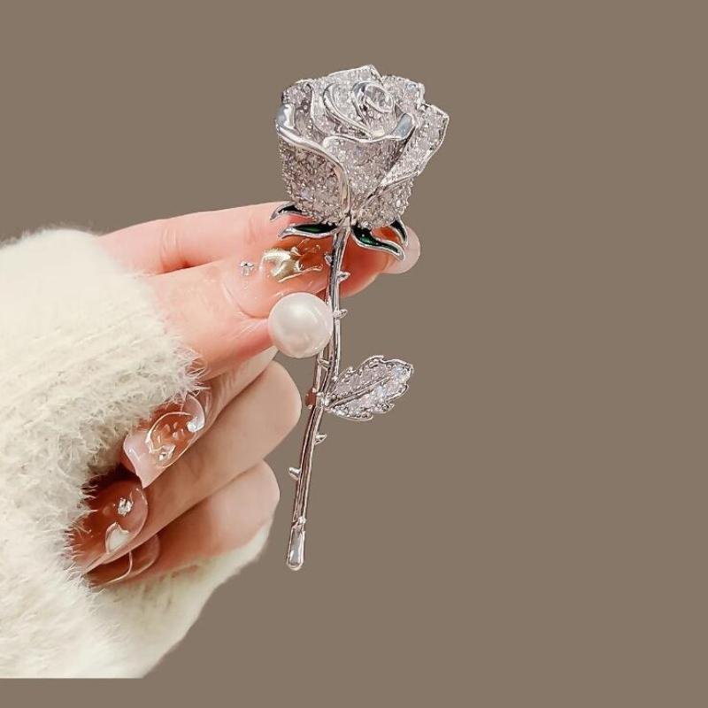 Autumn and Winter Coat Accessories Chest Flowers High-end Feeling Fixed Pins Rose Brooch