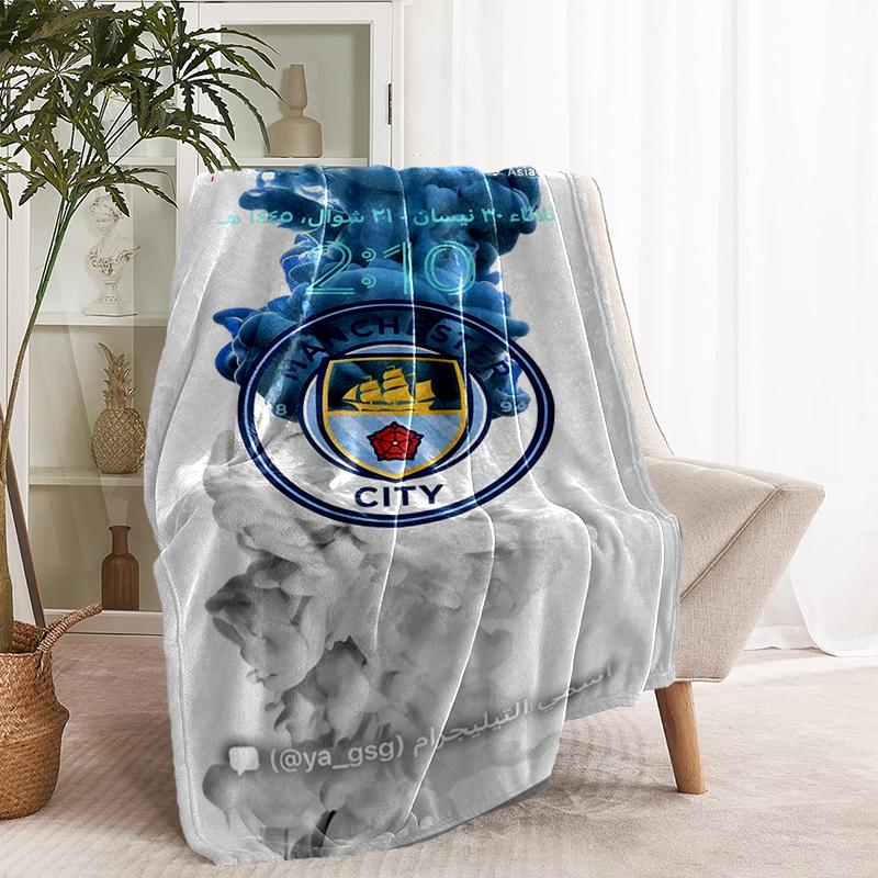 Manchester City FC Print Blanket - Soft & Comfortable, for Bedroom, Travel, Sofa, Home Decoration - Birthday Christmas Gift for Friend