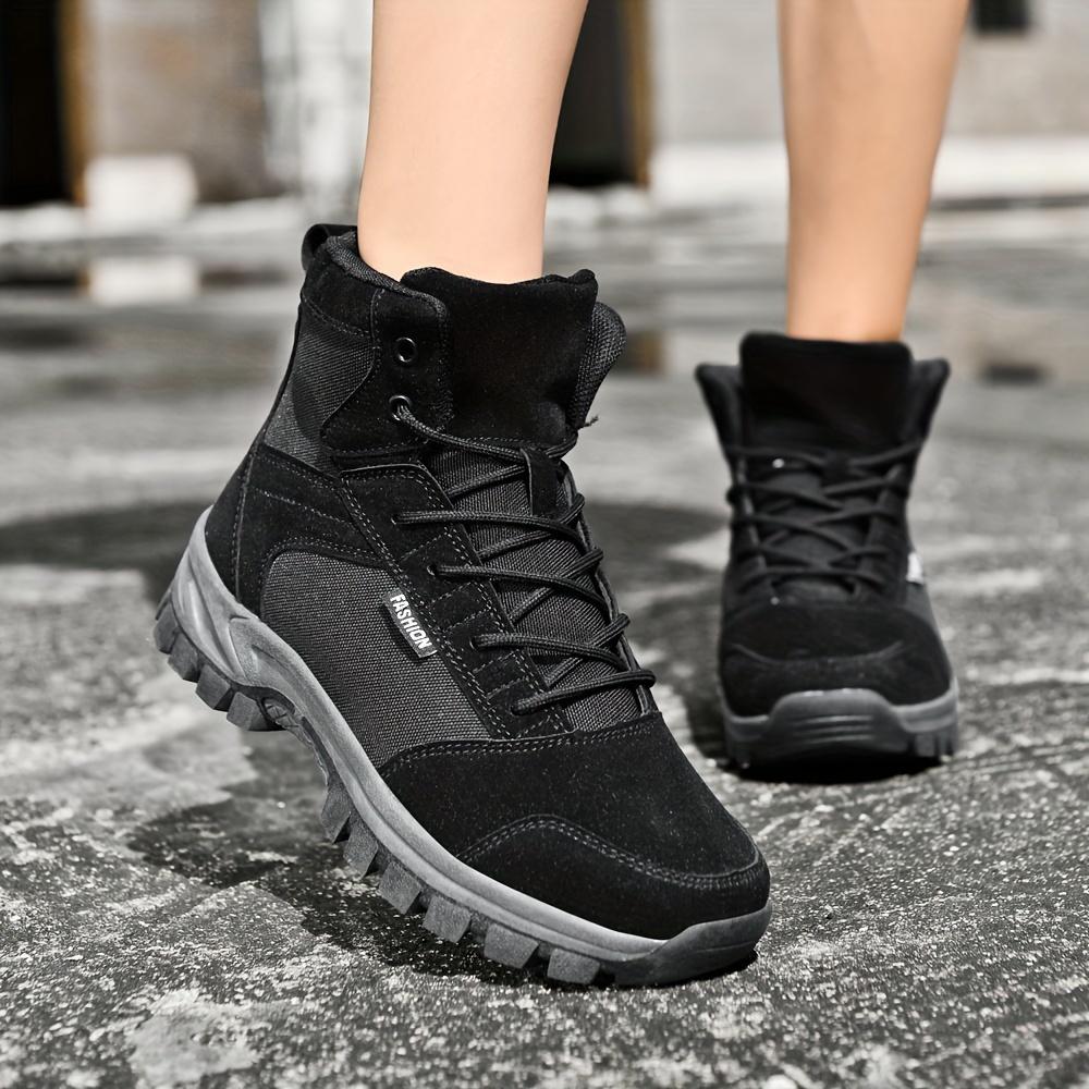 [Stylish Combat Boots] Pink High-Top Combat Boots | Durable Canvas, Round Toe, Lace-Up with Adjustable Straps, Non-Slip TPR Sole