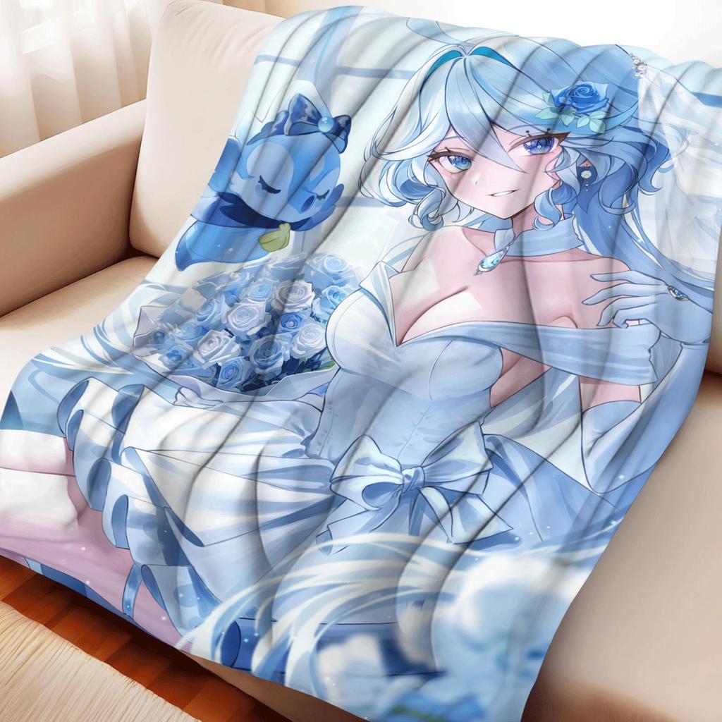Game Genshin Impact Furina Flannel Blanket Warmth Soft Air Conditioning Otaku Blanket Multifunctional Decorative Blankets