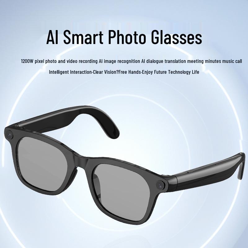 AI Smart Translation Glasses with 1200W Camera, Image Recognition, Recording & Replaceable Myopia Lens