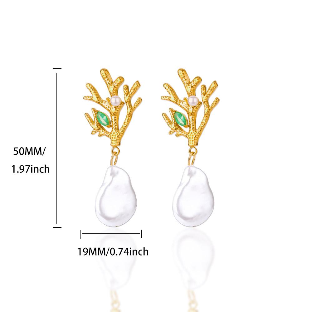 Cercei Stud Pandantiv Coral Perlat Ocean Culoare Aur Oțel Inoxidabil Cercei Nuntă Angajament Bijuterii Estetice arete