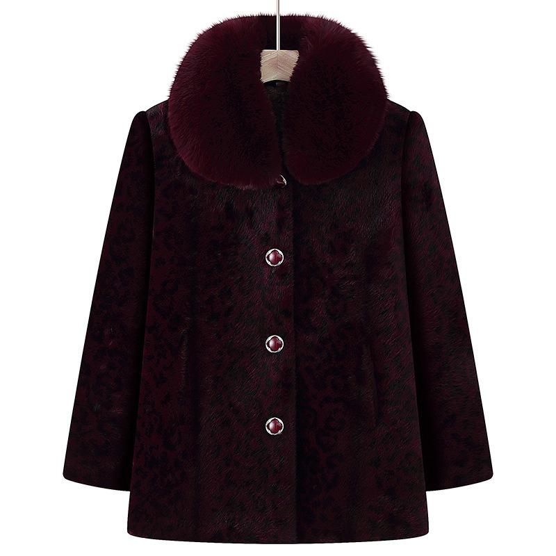 

Зимняя имитация норковой шубы утолщенное теплое плюшевое пальто одежда 6XL [Recommended 160-82.5kg] бордовый