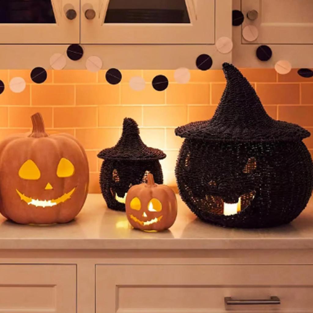 Pumpkin Decorations Halloween Knitted Pumpkin Statue Decorative Festive Crochet for Hallway Party Bedroom Home Festival Holiday