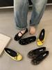 IPPEUM Velvet Ballet Flats Women Black Round Toe Ballerinas Zapatos Mujer Mary Janes Shoes