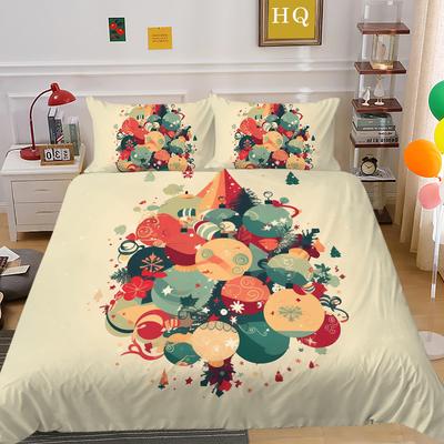 Christmas Digital Printing 3D Printing Polyester Pillowcase Quilt Cover Two Or Three-Piece Set