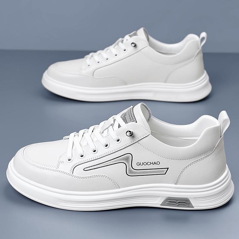 Fashion Fashion Men's Small White Shoes Casual Leather Shoes Outdoor Travel Skateboard Footwear Treking Footwear All-match Male Sneakers