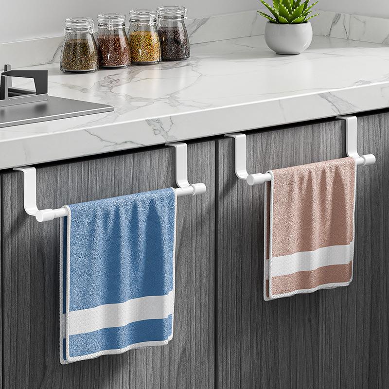 No Drill Hanging Towel Rack For Kitchen Stainless Steel Over Cabinet Door Storage Organizer For Dishcloth Gloves Sponge Holder